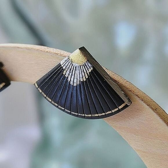 Deadstock Misono Handpainted Originals black wooden fan studs - Picture 6 of 8